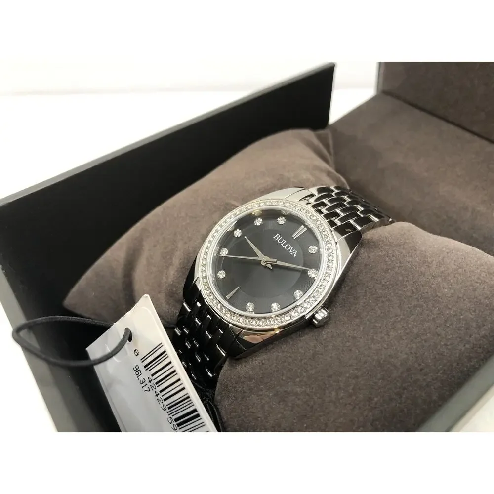 Bulova Classic Crystal Stainless Steel Quartz Ladies Women Watch NEW